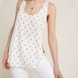 Anthropologie Dolan Tank Top Sz M Palm Tree Print Orange Cream